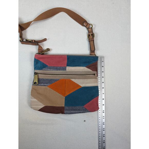 Fossil Multicolor Patchwork Suede‎ Canvas Crossbody Bag - Picture 3 of 10